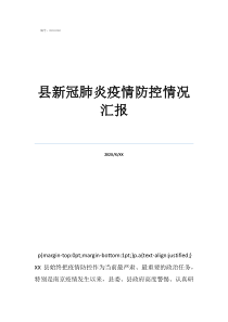 肺炎疫情調(diào)查報告范文縣新冠肺炎疫情防控情況匯報