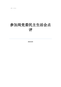 參加局黨委民主生活會點評