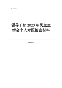 領(lǐng)導(dǎo)干部2020年民主生活會(huì)個(gè)人對(duì)照檢查材料