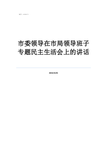 市委領(lǐng)導(dǎo)在市局領(lǐng)導(dǎo)班子專題民主生活會上的講話