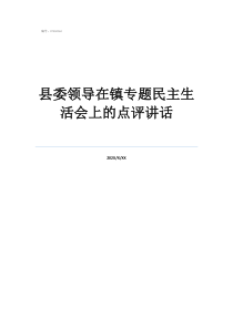 縣委領導在鎮(zhèn)專題民主生活會上的點評講話