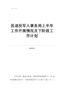 退役軍人事務局2020年工作計劃縣退役軍人事務局上半年工作開展情況及下階段工作計劃