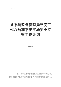 工作總結(jié)及工作計(jì)劃縣市場監(jiān)督管理局年度工作總結(jié)和下步市場安全監(jiān)管工作計(jì)劃