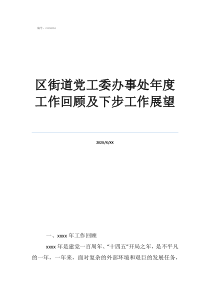 街道辦書記和街道黨工委書記區(qū)街道黨工委辦事處年度工作回顧及下步工作展望