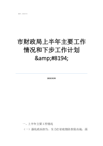 財(cái)政局個(gè)人工作規(guī)劃市財(cái)政局上半年主要工作情況和下步工作計(jì)劃&#8194;