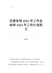 商務(wù)局電子商務(wù)工作總結(jié)區(qū)商務(wù)局2021年工作總結(jié)和2022年工作計劃范文