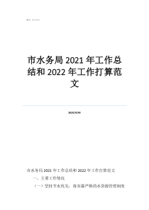 水利單位年終工作總結(jié)市水務局2021年工作總結(jié)和2022年工作打算范文