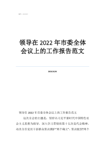 領導在2022年市委全體會議上的工作報告范文