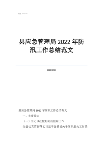 縣應(yīng)急管理局2022年防汛工作總結(jié)范文