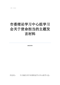 市委理論學(xué)習(xí)中心組學(xué)習(xí)會(huì)關(guān)于使命擔(dān)當(dāng)?shù)闹黝}發(fā)言材料