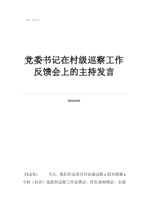 黨委書記巡察反饋問(wèn)題黨委書記在村級(jí)巡察工作反饋會(huì)上的主持發(fā)言