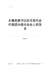 鄉(xiāng)鎮(zhèn)黨委書記在市黨代會(huì)代表團(tuán)分組討論會(huì)上的發(fā)言