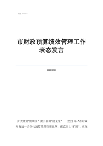 財政預算支出績效報告市財政預算績效管理工作表態(tài)發(fā)言