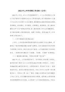 2022年上半年黨建工作總結(jié)（公司）docx