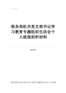 民主生活會檢視問題清稅務局機關黨支部書記學習教育專題組織生活會個人檢視剖析材料
