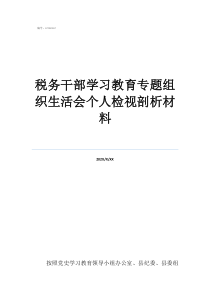 政商關(guān)系方面剖析材料稅務(wù)干部學(xué)習(xí)教育專題組織生活會個人檢視剖析材料