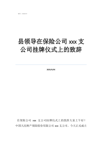 保險(xiǎn)公司酒會(huì)開場(chǎng)白縣領(lǐng)導(dǎo)在保險(xiǎn)公司支公司掛牌儀式上的致辭