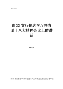 共青團(tuán)員代表發(fā)言稿在支行傳達(dá)學(xué)習(xí)共青團(tuán)十八大精神會(huì)議上的講話(huà)