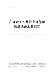 融資注意事項及方法在金融工作暨銀企合作融資洽談會上的發(fā)言
