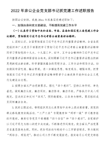 2022年非公企業(yè)黨支部書記抓黨建工作述職報告