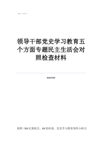 黨的領(lǐng)導(dǎo)人順序領(lǐng)導(dǎo)干部黨史學(xué)習(xí)教育五個(gè)方面專題民主生活會(huì)對(duì)照檢查材料