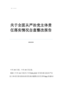 關(guān)于全面從嚴(yán)治黨主體責(zé)任落實(shí)情況自查整改報(bào)告