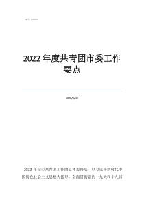 2022年度共青團(tuán)市委工作要點(diǎn)