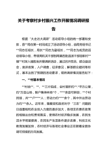 關于考察村鄉(xiāng)村振興工作開展情況調研報告docx