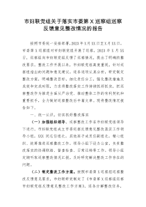 市婦聯(lián)黨組關(guān)于落實(shí)市委第巡察組巡察反饋意見(jiàn)整改情況的報(bào)告docx