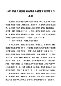 2023年抓黨建促基層治理能力提升專項(xiàng)行動(dòng)工作總結(jié)docx