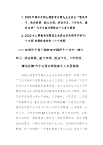 2篇：2023年主題教育專題民主生活會黨員領(lǐng)導干部“六個方面”對照檢查材料（六個對照）范文
