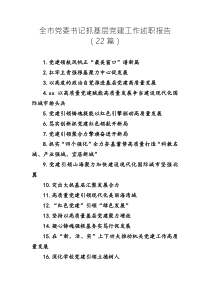 全市黨委書記抓基層黨建工作述職報(bào)告（22篇）