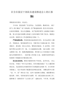 在全市基層干部隊(duì)伍建設(shè)推進(jìn)會(huì)上的匯報(bào)發(fā)言