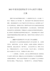2023年度局黨組理論學習中心組學習情況匯報