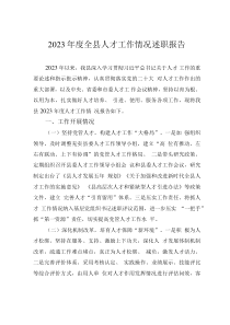 2023年度全縣人才工作情況述職報告