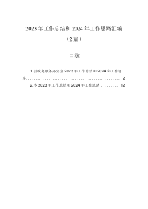 2023年工作總結(jié)和2024年工作思路匯編（2篇）
