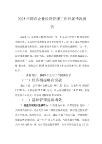 2023年國有企業(yè)經(jīng)營管理工作開展情況報告