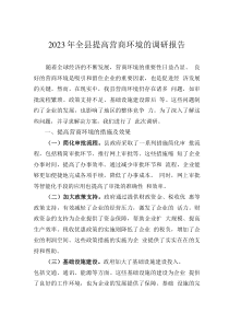 2023年全縣提高營(yíng)商環(huán)境的調(diào)研報(bào)告