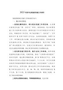 2023年度書記抓基層黨建工作報告