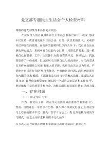 黨支部專(zhuān)題民主生活會(huì)個(gè)人檢查材料