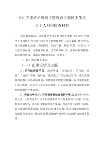 公司黨委班子成員主題教育專題民主生活會個人對照檢查材料