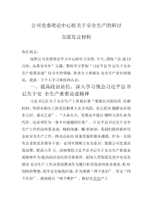 公司黨委理論中心組關(guān)于安全生產(chǎn)的研討交流發(fā)言材料