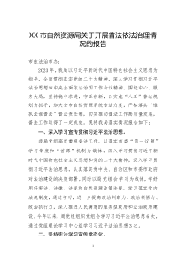 XX市自然資源局開展普法依法治理工作情況的報告