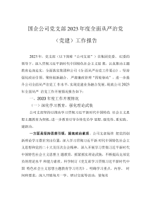 國企公司黨支部2023年度全面從嚴(yán)治黨（黨建）工作報(bào)告