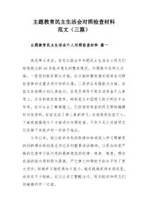 主題教育民主生活會(huì)對(duì)照檢查材料范文（三篇）