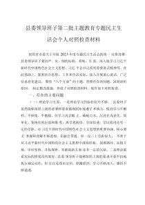 縣委領導班子第二批主題教育專題民主生活會個人對照檢查材料