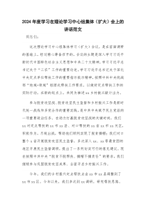 2024年度學習在理論學習中心組集體（擴大）會上的講話范文