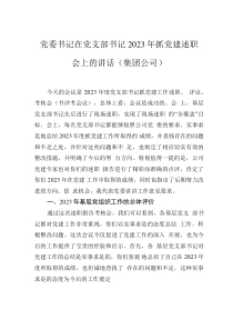 黨委書記在黨支部書記2023年抓黨建述職會上的講話（集團公司）