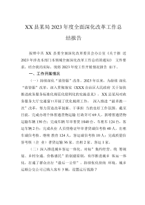 XX縣某局2023年度全面深化改革工作總結報告