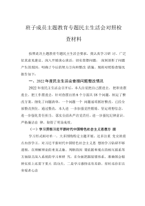 班子成員主題教育專(zhuān)題民主生活會(huì)對(duì)照檢查材料